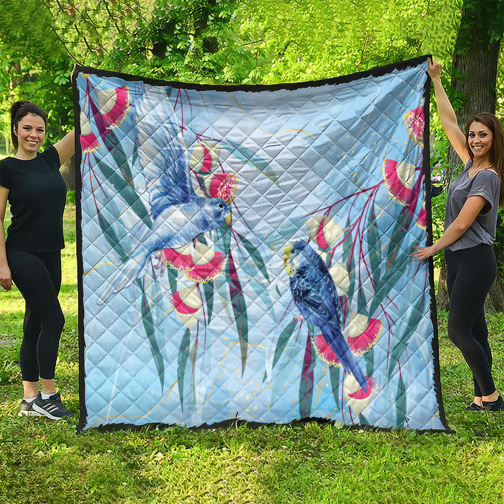 Australia Blue Budgie Marble Glaze Quilt Cancer Awareness
