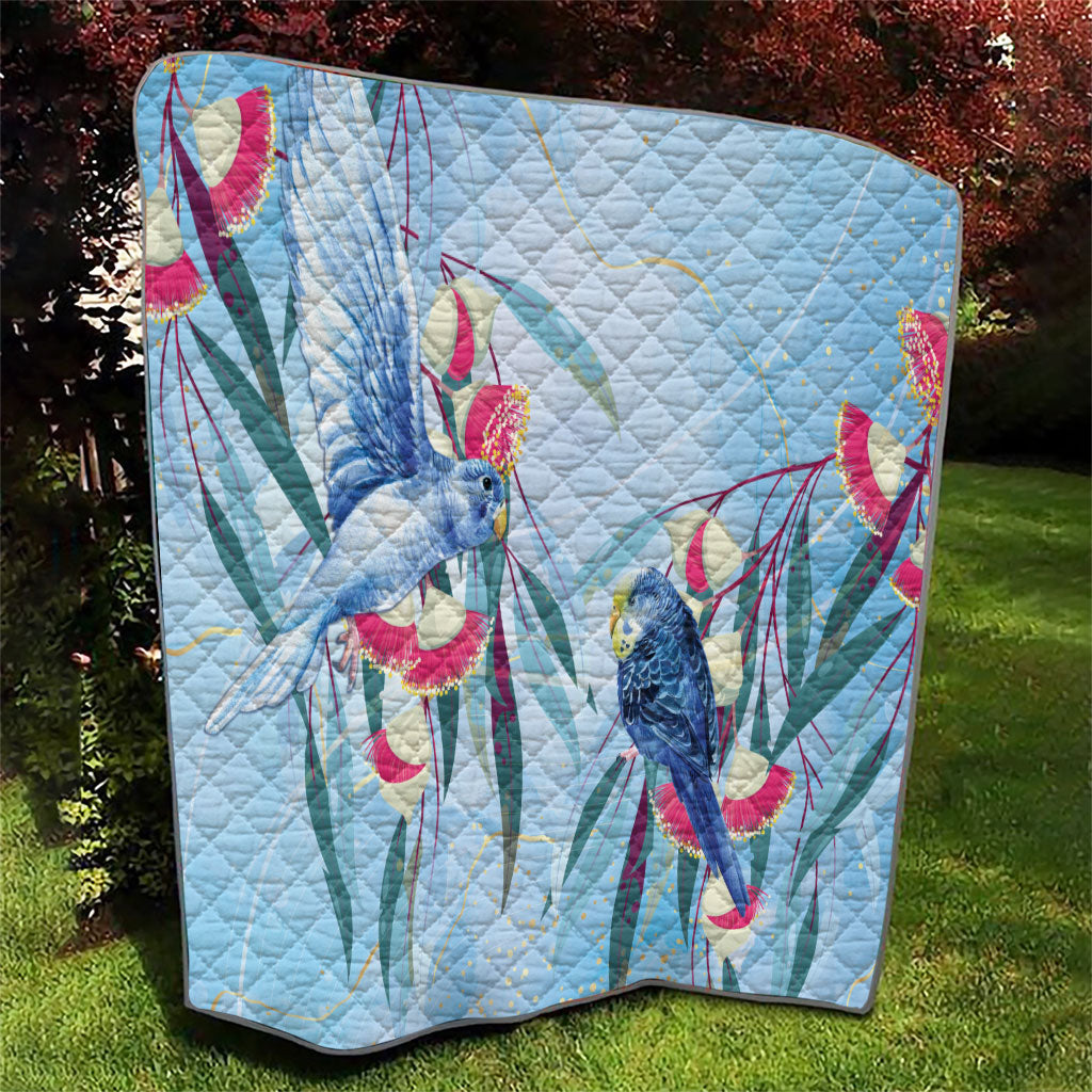Australia Blue Budgie Marble Glaze Quilt Cancer Awareness