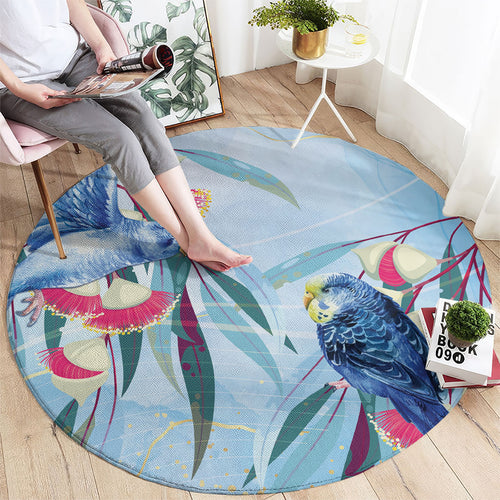 Australia Blue Budgie Marble Glaze Round Carpet Cancer Awareness