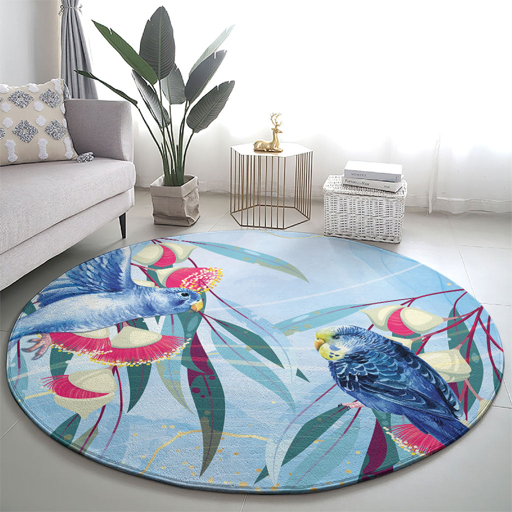 Australia Blue Budgie Marble Glaze Round Carpet Cancer Awareness