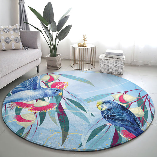 Australia Blue Budgie Marble Glaze Round Carpet Cancer Awareness
