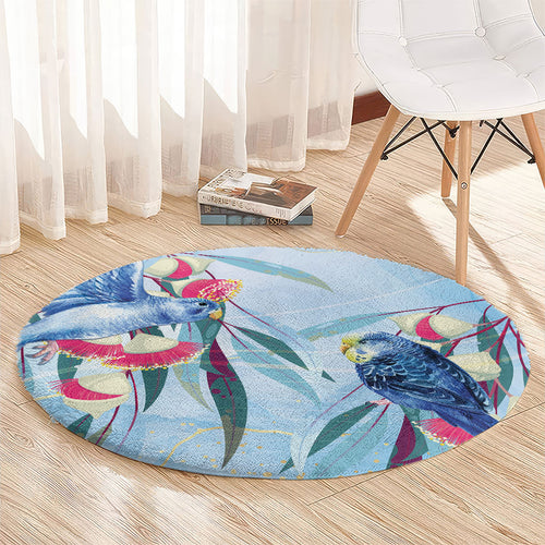 Australia Blue Budgie Marble Glaze Round Carpet Cancer Awareness