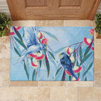 Australia Blue Budgie Marble Glaze Rubber Doormat Cancer Awareness
