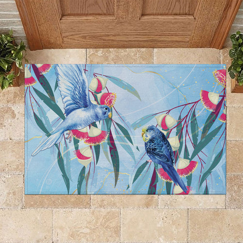 Australia Blue Budgie Marble Glaze Rubber Doormat Cancer Awareness