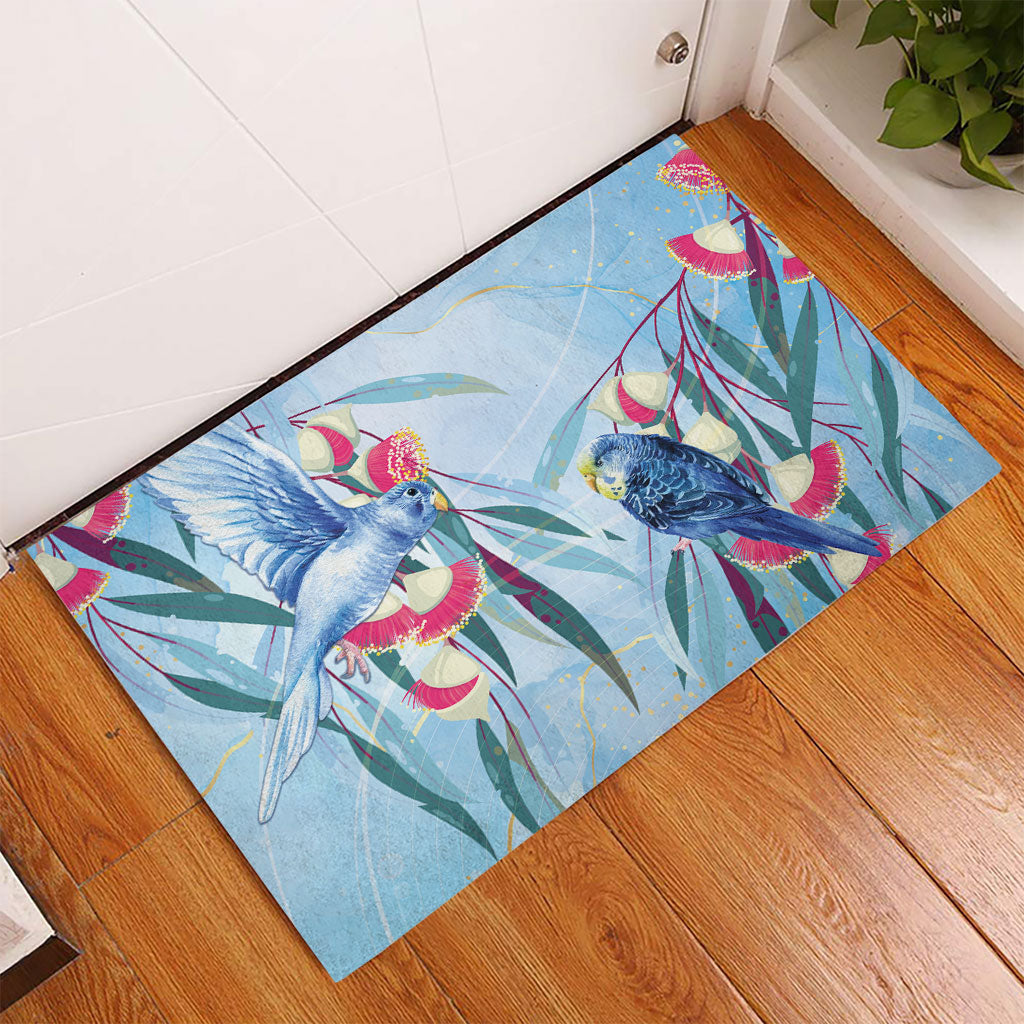 Australia Blue Budgie Marble Glaze Rubber Doormat Cancer Awareness