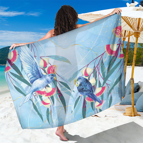 Australia Blue Budgie Marble Glaze Sarong Cancer Awareness