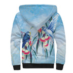 Australia Blue Budgie Marble Glaze Sherpa Hoodie Cancer Awareness