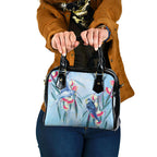 Australia Blue Budgie Marble Glaze Shoulder Handbag Cancer Awareness