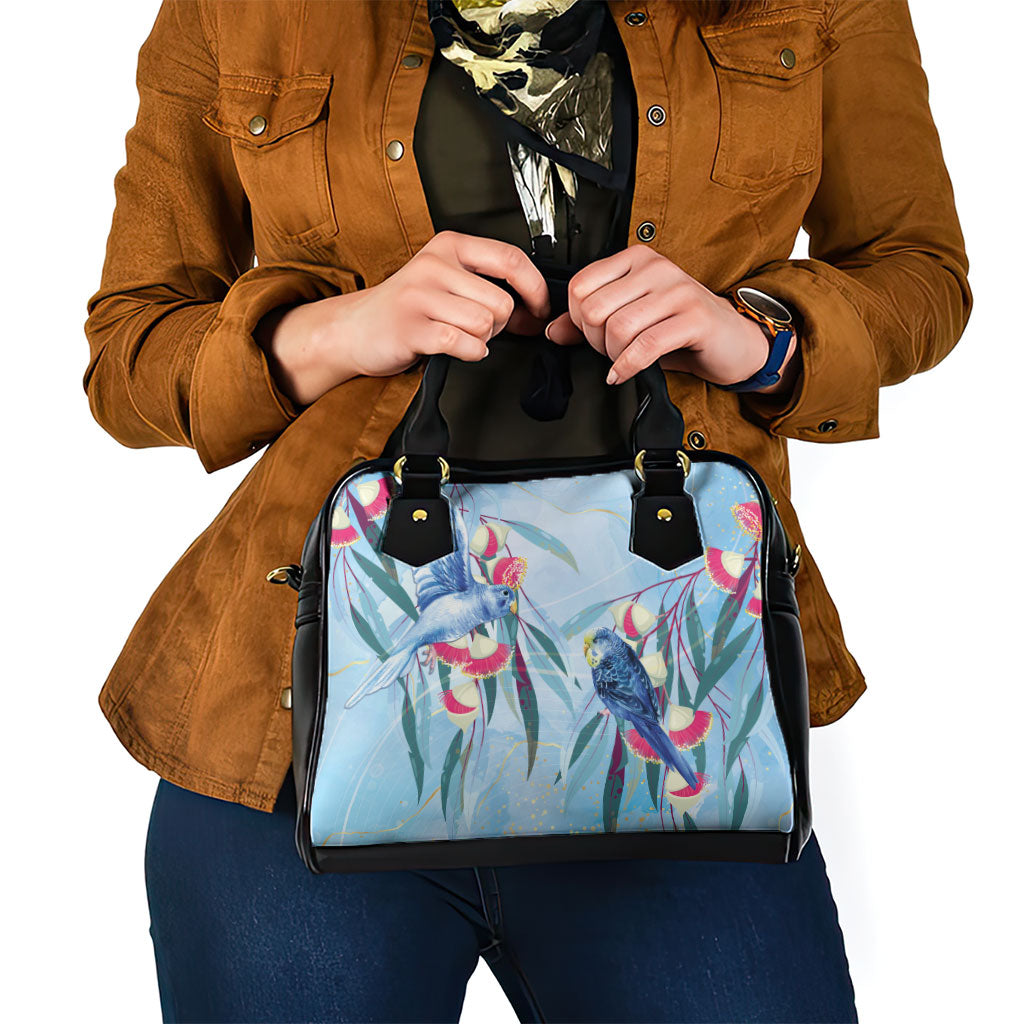 Australia Blue Budgie Marble Glaze Shoulder Handbag Cancer Awareness