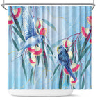 Australia Blue Budgie Marble Glaze Shower Curtain Cancer Awareness