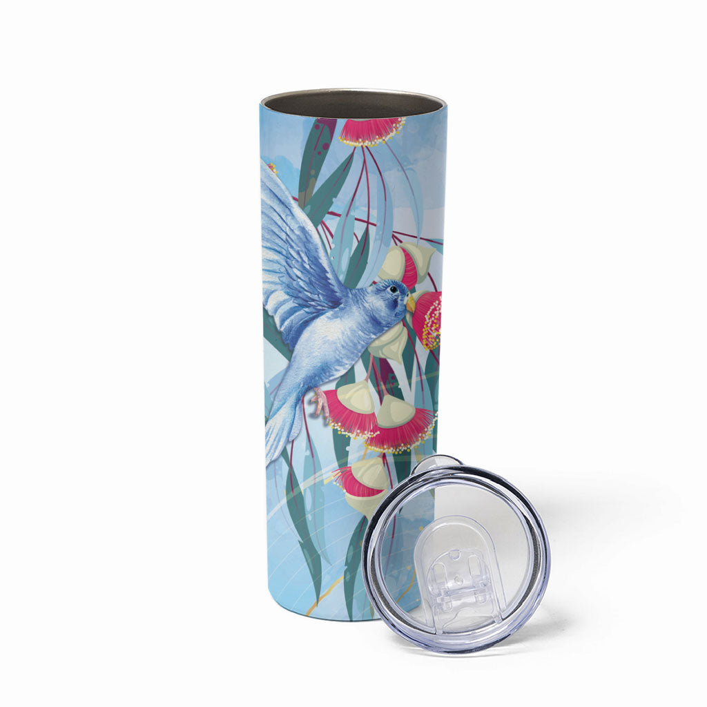 Australia Blue Budgie Marble Glaze Skinny Tumbler Cancer Awareness
