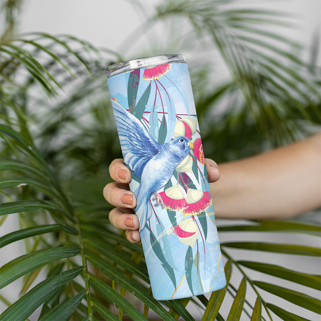 Australia Blue Budgie Marble Glaze Skinny Tumbler Cancer Awareness