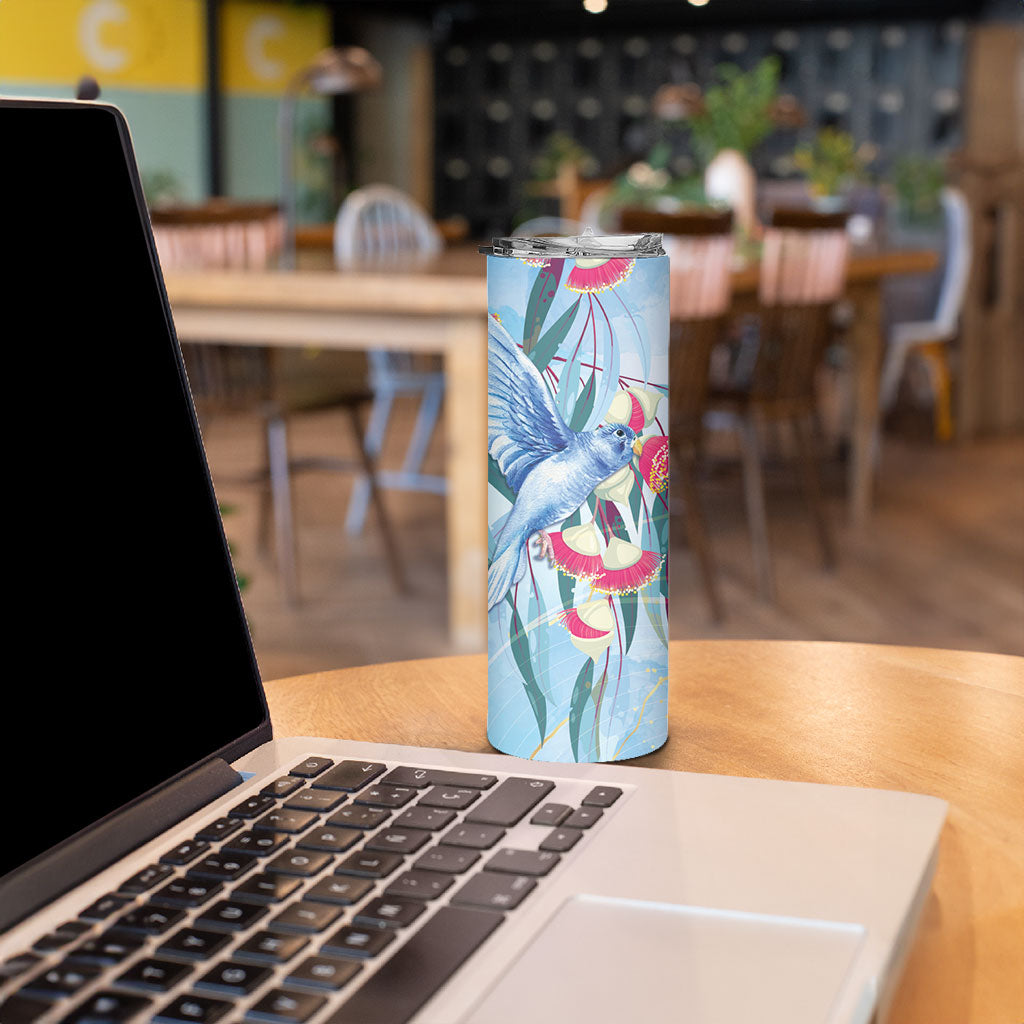 Australia Blue Budgie Marble Glaze Skinny Tumbler Cancer Awareness