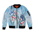 Australia Blue Budgie Marble Glaze Sleeve Zip Bomber Jacket Cancer Awareness