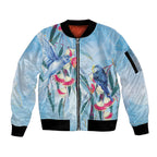 Australia Blue Budgie Marble Glaze Sleeve Zip Bomber Jacket Cancer Awareness