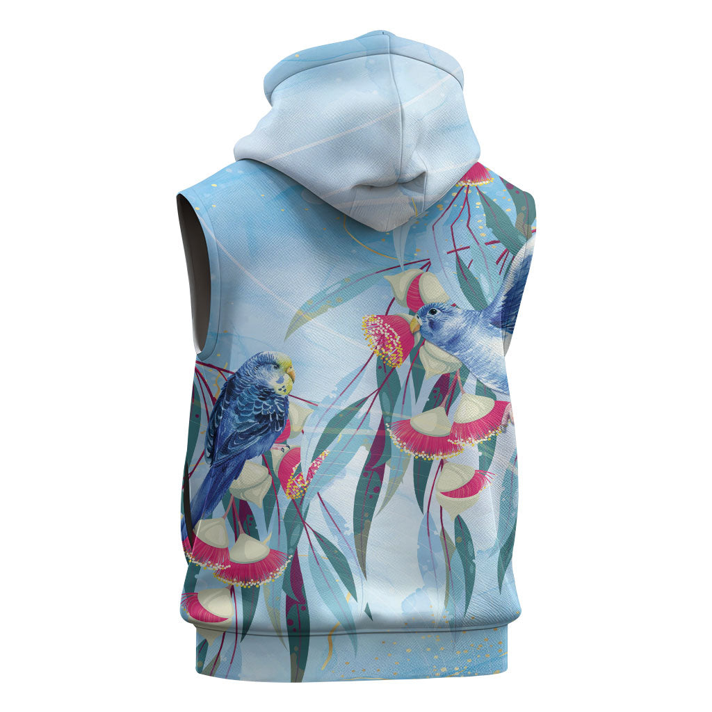 Australia Blue Budgie Marble Glaze Sleeveless Hoodie Cancer Awareness