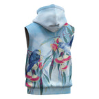 Australia Blue Budgie Marble Glaze Sleeveless Hoodie Cancer Awareness
