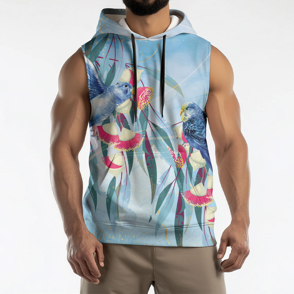 Australia Blue Budgie Marble Glaze Sleeveless Hoodie Cancer Awareness