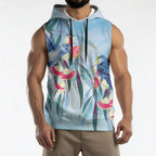 Australia Blue Budgie Marble Glaze Sleeveless Hoodie Cancer Awareness