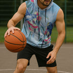 Australia Blue Budgie Marble Glaze Sleeveless Hoodie Cancer Awareness