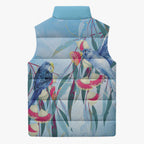Australia Blue Budgie Marble Glaze Sleeveless Puffer Jacket Cancer Awareness