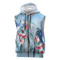 Australia Blue Budgie Marble Glaze Sleeveless Zip Hoodie Cancer Awareness