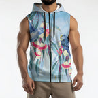 Australia Blue Budgie Marble Glaze Sleeveless Zip Hoodie Cancer Awareness