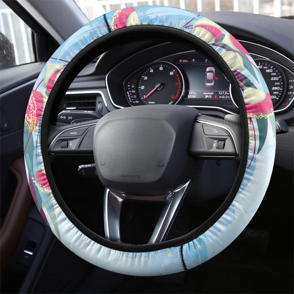Australia Blue Budgie Marble Glaze Steering Wheel Cover Cancer Awareness