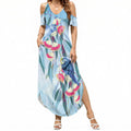 Australia Blue Budgie Marble Glaze Summer Maxi Dress Cancer Awareness