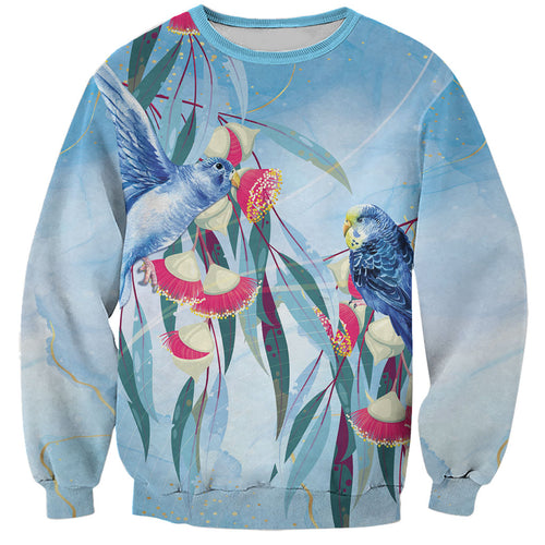 Australia Blue Budgie Marble Glaze Sweatshirt Cancer Awareness