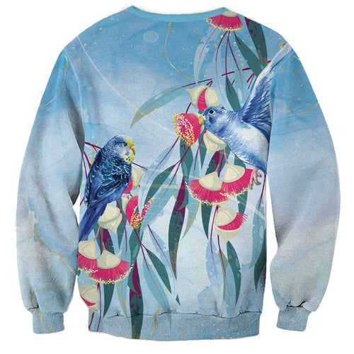 Australia Blue Budgie Marble Glaze Sweatshirt Cancer Awareness