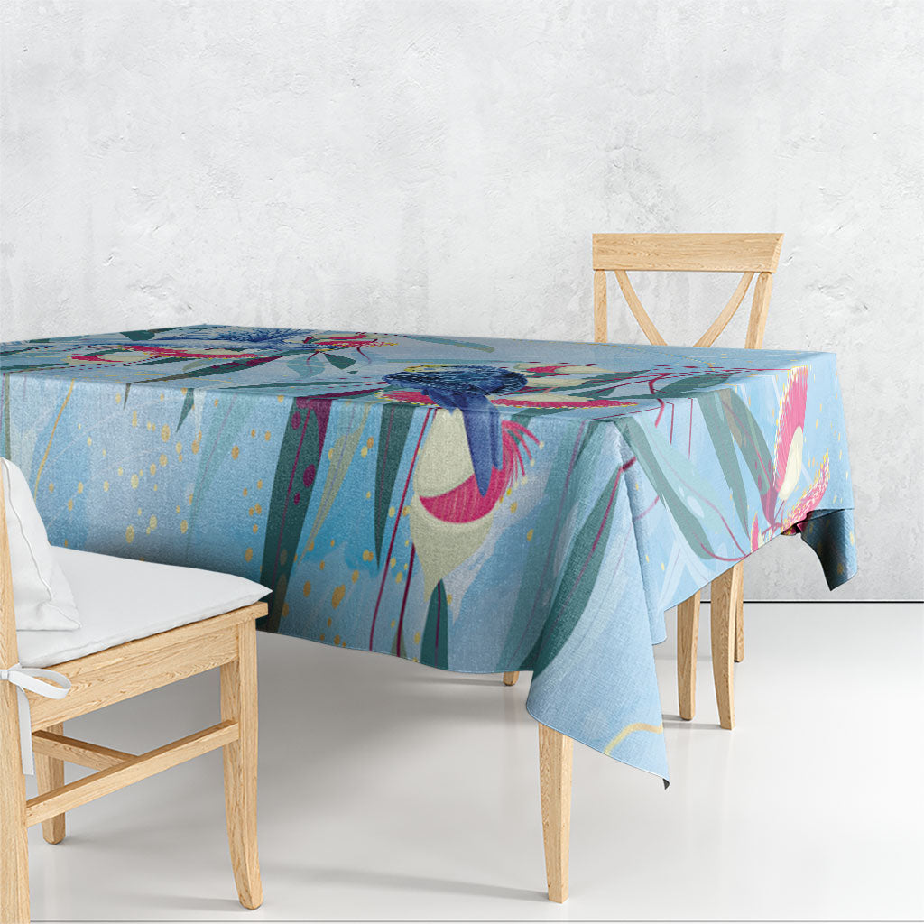 Australia Blue Budgie Marble Glaze Tablecloth Cancer Awareness