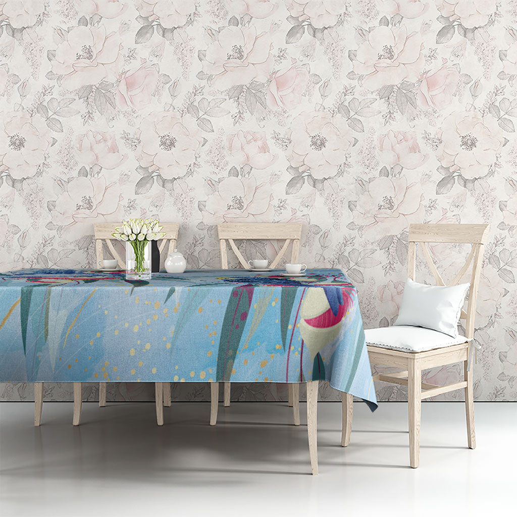 Australia Blue Budgie Marble Glaze Tablecloth Cancer Awareness