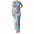 Australia Blue Budgie Marble Glaze Tank Maxi Dress Cancer Awareness