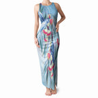 Australia Blue Budgie Marble Glaze Tank Maxi Dress Cancer Awareness