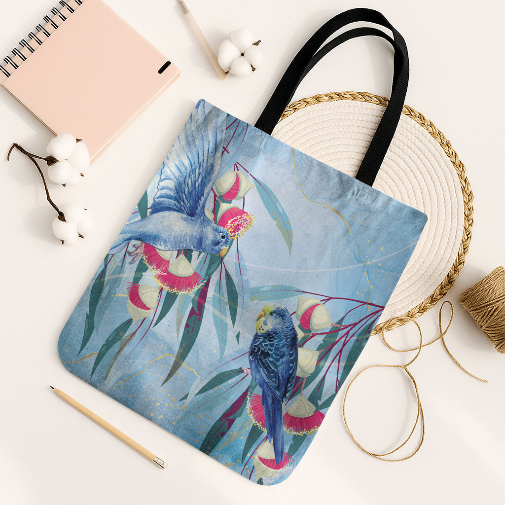 Australia Blue Budgie Marble Glaze Tote Bag Cancer Awareness