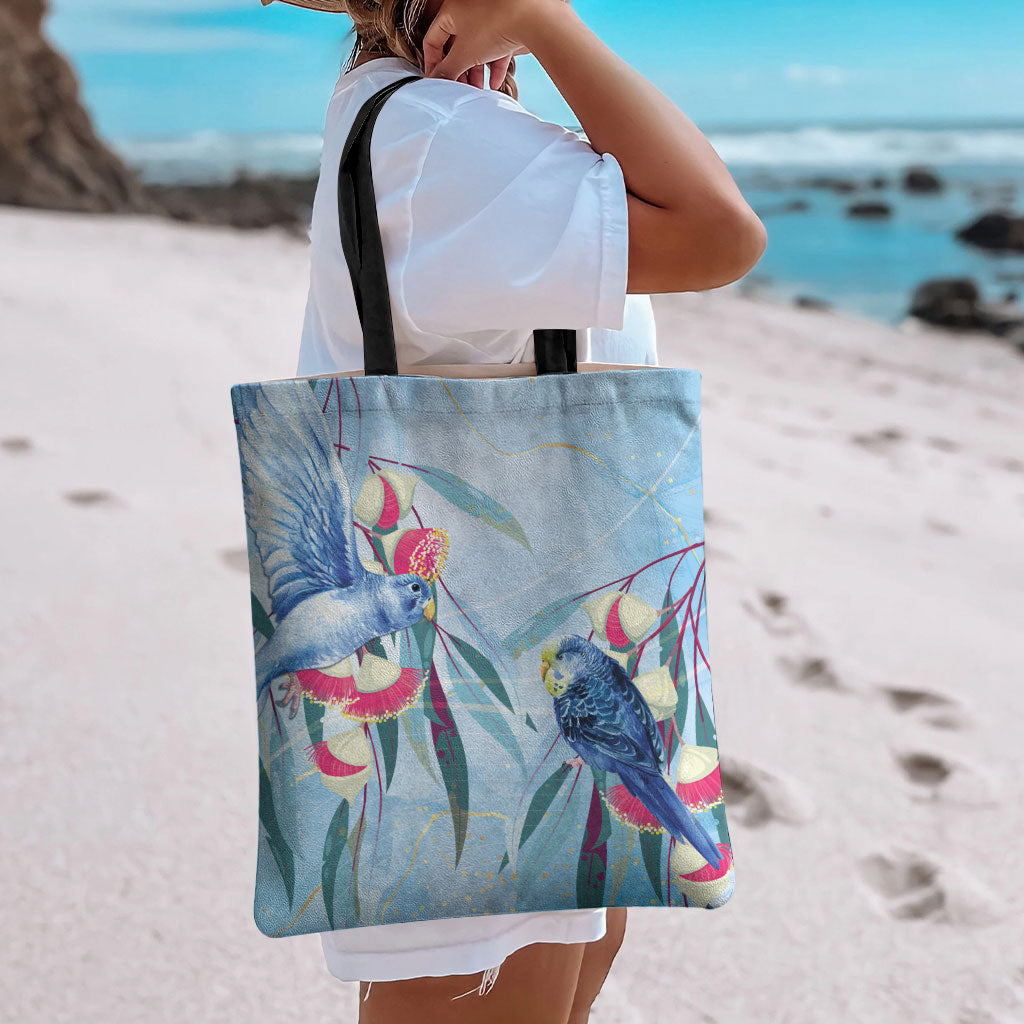 Australia Blue Budgie Marble Glaze Tote Bag Cancer Awareness