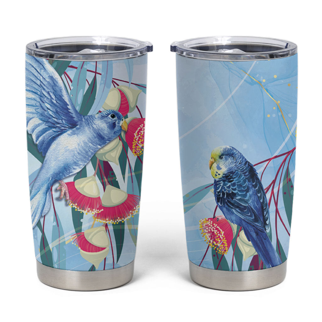 Australia Blue Budgie Marble Glaze Tumbler Cup Cancer Awareness