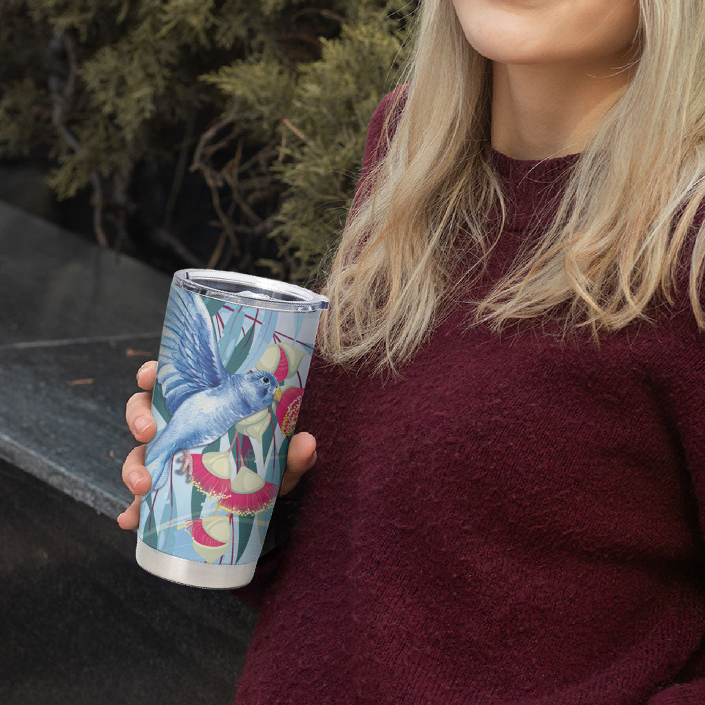 Australia Blue Budgie Marble Glaze Tumbler Cup Cancer Awareness