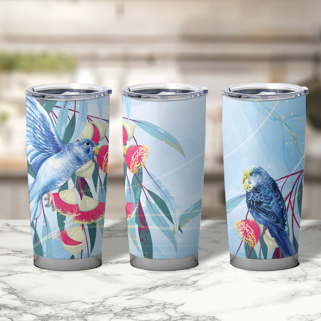 Australia Blue Budgie Marble Glaze Tumbler Cup Cancer Awareness