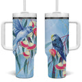 Australia Blue Budgie Marble Glaze Tumbler With Handle Cancer Awareness