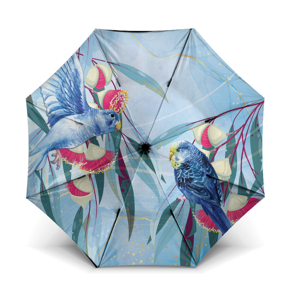 Australia Blue Budgie Marble Glaze Umbrella Cancer Awareness