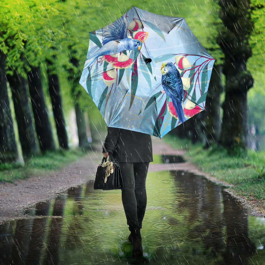 Australia Blue Budgie Marble Glaze Umbrella Cancer Awareness