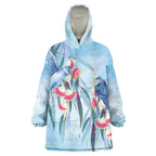 Australia Blue Budgie Marble Glaze Wearable Blanket Hoodie Cancer Awareness