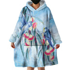 Australia Blue Budgie Marble Glaze Wearable Blanket Hoodie Cancer Awareness