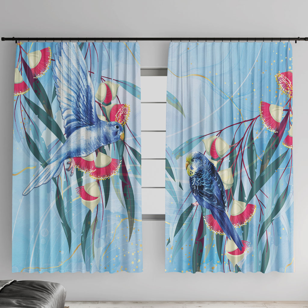 Australia Blue Budgie Marble Glaze Window Curtain Cancer Awareness