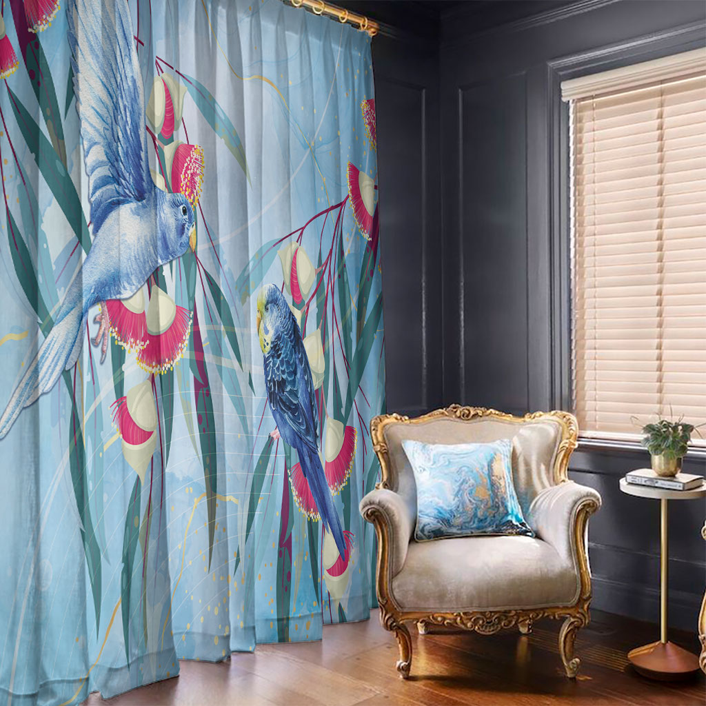 Australia Blue Budgie Marble Glaze Window Curtain Cancer Awareness