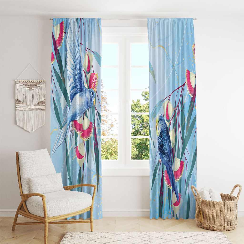 Australia Blue Budgie Marble Glaze Window Curtain Cancer Awareness