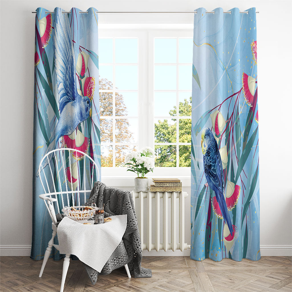 Australia Blue Budgie Marble Glaze Window Curtain Cancer Awareness