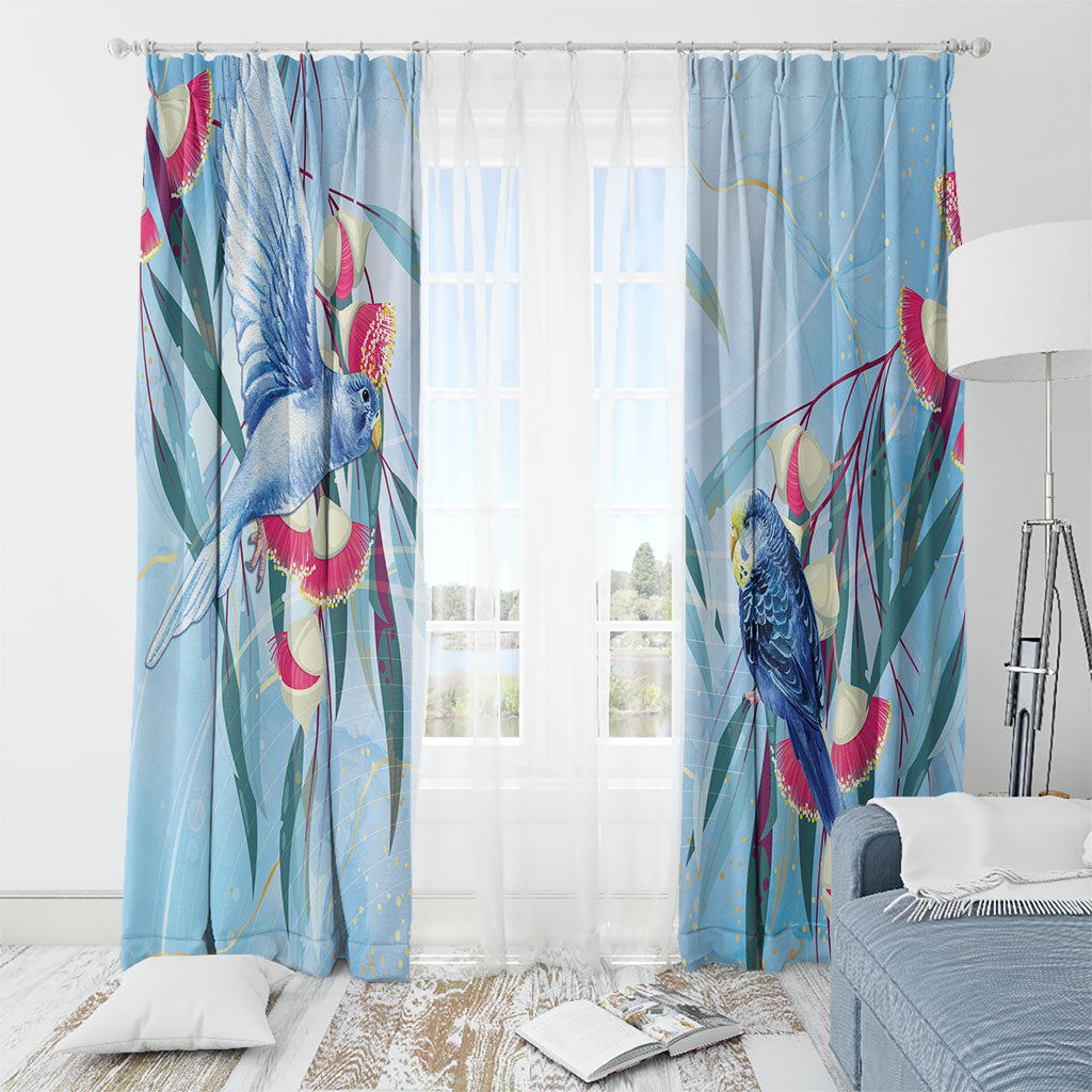 Australia Blue Budgie Marble Glaze Window Curtain Cancer Awareness